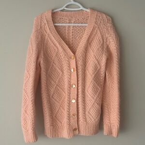 Vintage Wool Soft Peach Knit Cardigan